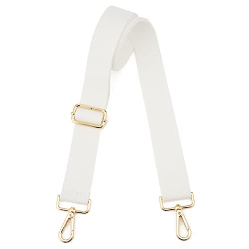 DOAPMLL Adjustable Gold Hardware Canvas Shoulder Strap for Women's Crossbody Purse — White