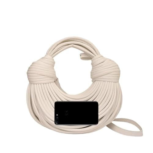Pearlzone Hand-Woven Women's Top Handle Satchel Crossbody Bag — White