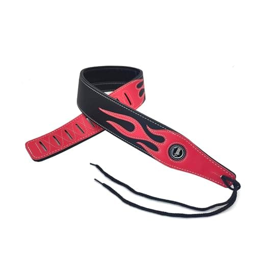 Lightning Pattern Guitar Strap for Electric Guitar/Bass — A5-red Flame Black