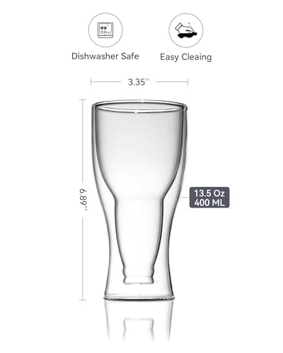 Unique Upside Down Beer Bottle Style Double Wall Glasses - 13.5 oz, Savor Chilled Beer in Style