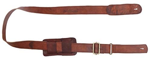Genuine Leather Brown Padded Guitar Strap - 2 Inch Acoustic/Electric/Bass