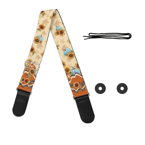 GLENLCWE Boston Terrier Print Guitar Strap for Acoustic & Electric Bass Guitars — Halloween Cat Purple Moon