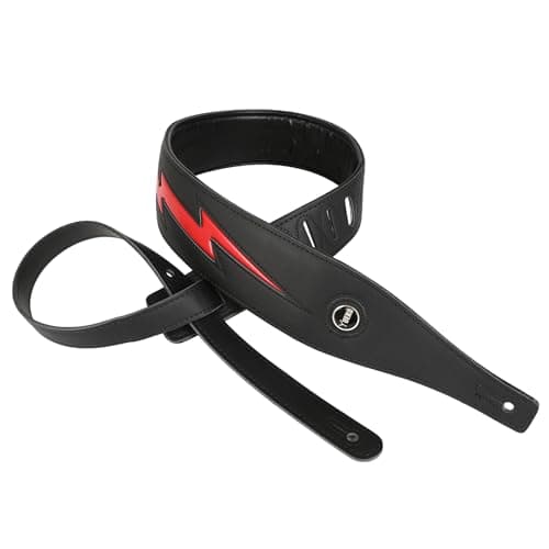 Black Lightning Pattern Guitar Strap for Electric Guitar/Bass — Black Red Lighting