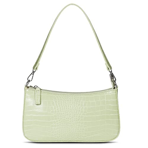 NIUEIMEE ZHOU Small Shoulder/Crossbody Clutch Bag for Women with 2 Removable Straps — Light Green With Croc Pattern
