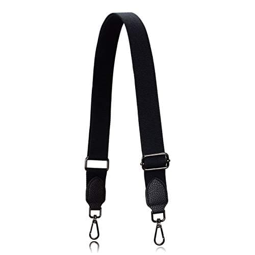 Allzedream Replacement Purse Straps for Crossbody Bags Handbag Wide Canvas Leather Adjustable — Black