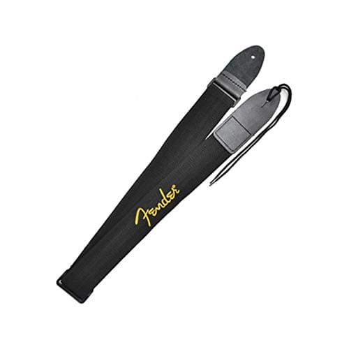 Fender Bass Guitar Strap — Black With Yellow Logo