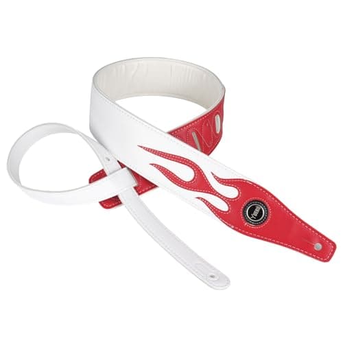 Black Lightning Pattern Guitar Strap for Electric Guitar/Bass — A5-red Flame White