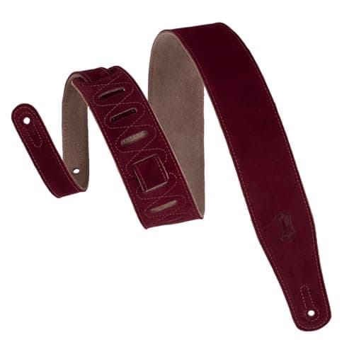 Levy's Simply Suede Series Black Guitar Strap MS26-BLK — Burgundy