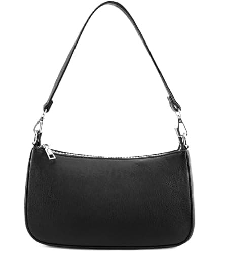 NIUEIMEE ZHOU Small Shoulder/Crossbody Clutch Bag for Women with 2 Removable Straps — Black
