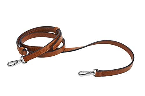 Full Grain Genuine Leather Strap for Crossbody Handbags - LIVE UP — Brown-silver Buckles