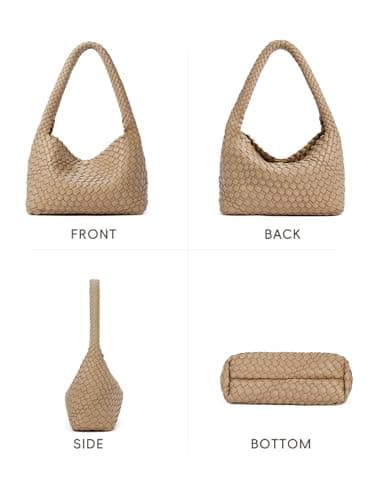 CLUCI Women's Vegan Leather Woven Shoulder Tote Bag 2PS