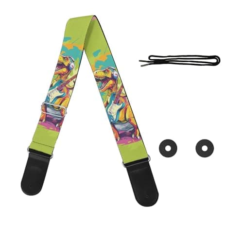 GLENLCWE Boston Terrier Print Guitar Strap for Acoustic & Electric Bass Guitars — Music Dinosaur