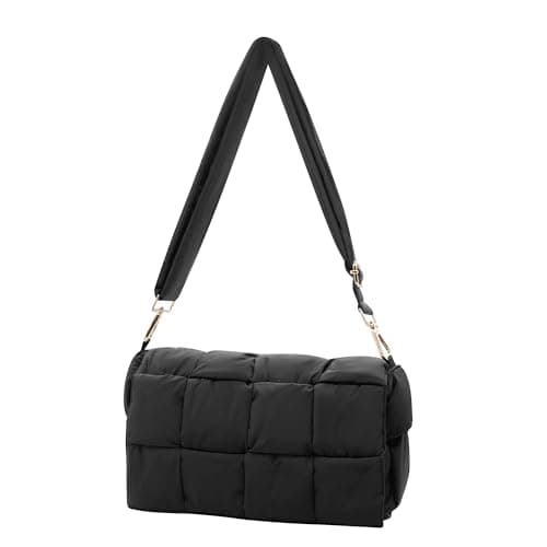 NAARIIAN Quilted Woven Puffer Hobo Bag for Women — Black B