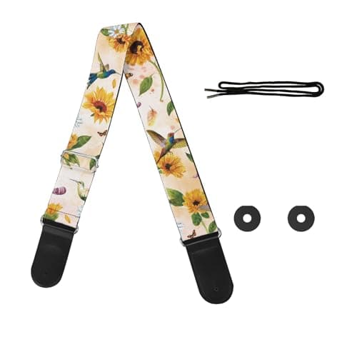 GLENLCWE Colorful Sea Turtle Guitar Strap for Acoustic, Electric & Bass — Hummingbird Sunflower