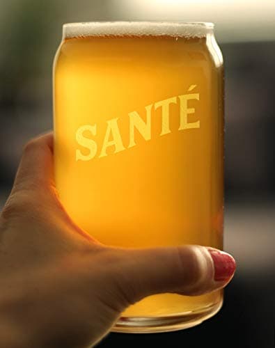 Sante French Cheers Beer Can Pint Glasses - Cute France Themed Party Decor for Men & Women
