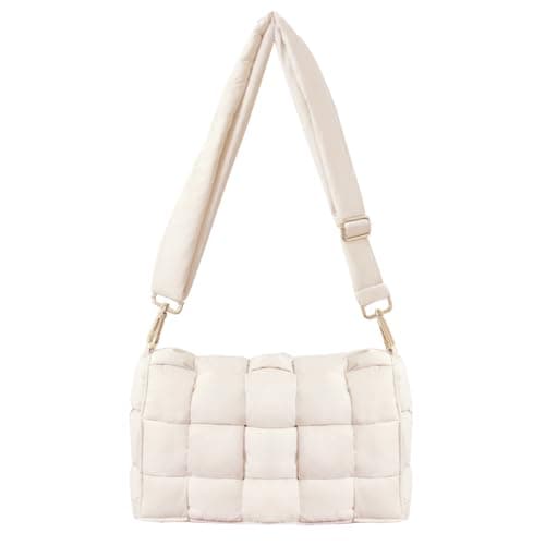 NAARIIAN Quilted Woven Puffer Hobo Bag for Women — Ivory