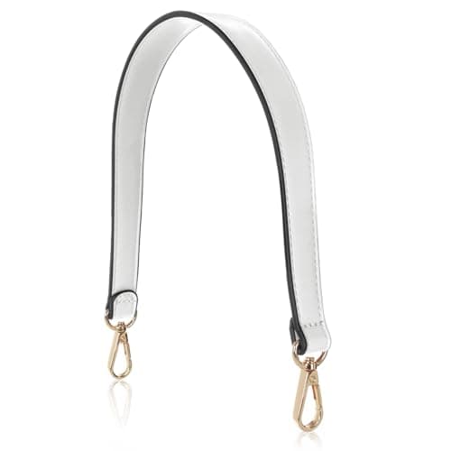 Prasacco Leather Shoulder Bag Straps with Swivel Clasps — White