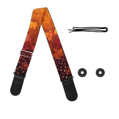 GLENLCWE Boston Terrier Print Guitar Strap for Acoustic & Electric Bass Guitars — Maple Leaves
