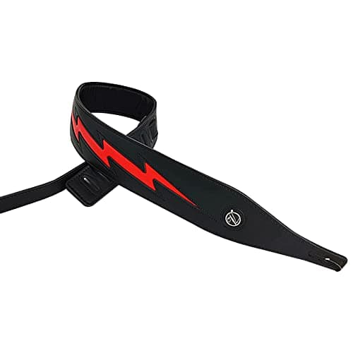 Lightning Pattern Guitar Strap for Electric Guitar/Bass — Black Red Lighting