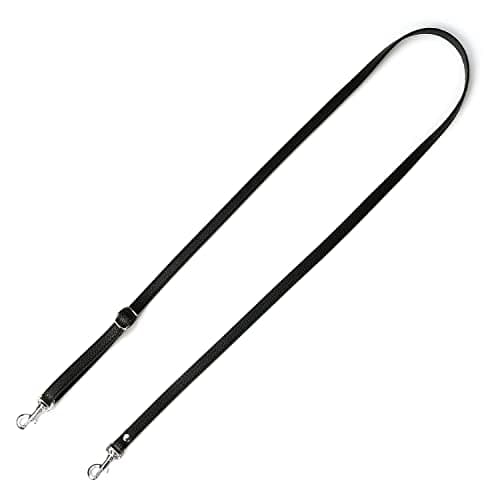 VanEnjoy Genuine Leather Crossbody Strap Replacement - 1/2" Width, 25-51" Length — 2# Black - Silver Buckles