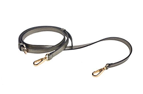 Full Grain Genuine Leather Strap for Crossbody Handbags - LIVE UP — Silver Gray