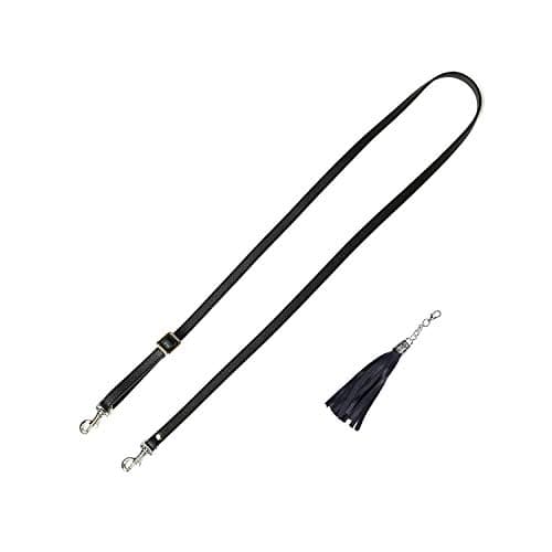 VanEnjoy Genuine Leather Crossbody Strap Replacement - 1/2" Width, 25-51" Length — 5# Black-silver Buckles With Tassel