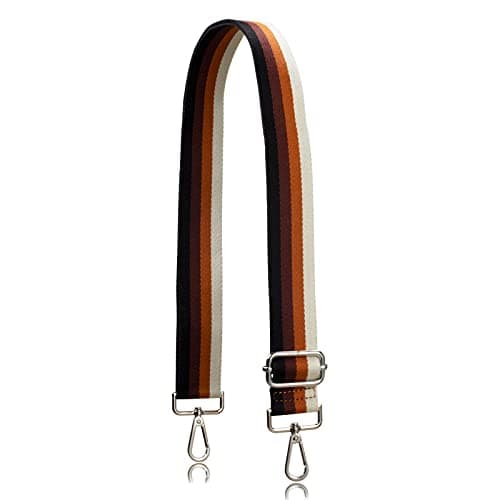 Allzedream Purse Strap Replacement Crossbody Handbag Stripe Wide Adjustable — Brown, Silver Hardware