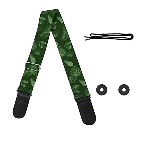 GLENLCWE Colorful Sea Turtle Guitar Strap for Acoustic, Electric & Bass — Green Palm
