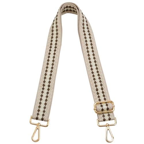 Women's Adjustable Jacquard Woven Purse Strap for Crossbody Bags — Star Beige,gold Hardware