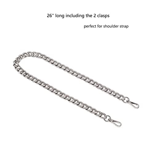 Xiazw Medium Metal Shoulder Crossbody Purse Chain Strap Replacement (26", Silver)