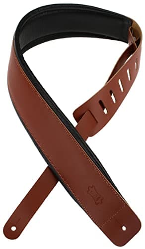 Levy's 3" Extra-Long Genuine Leather Guitar Strap Black — Walnut