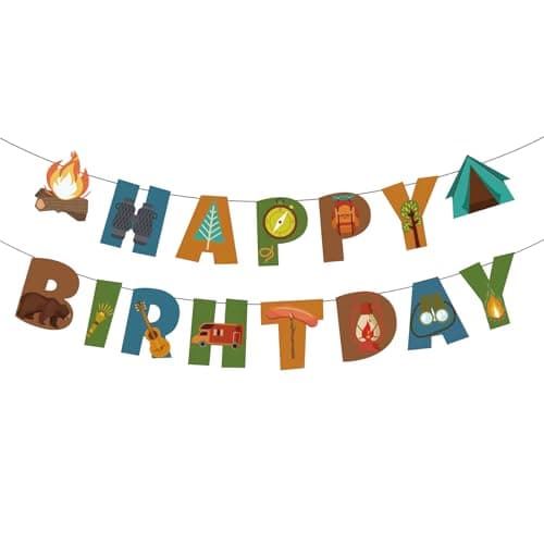 Happy Birthday Campfire Tent Oil Lamp Banner