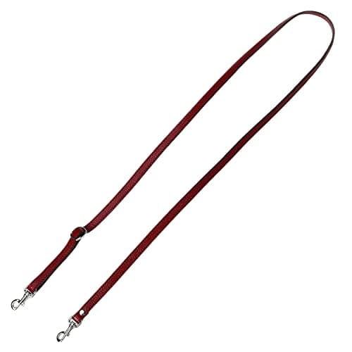 VanEnjoy Genuine Leather Crossbody Strap Replacement - 1/2" Width, 25-51" Length — Purplish Red - Silver Buckles