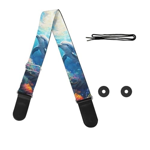GLENLCWE Boston Terrier Print Guitar Strap for Acoustic & Electric Bass Guitars — Sunflower Sloth