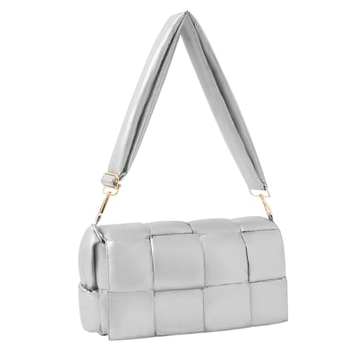 NAARIIAN Quilted Woven Puffer Hobo Bag for Women — Silver B