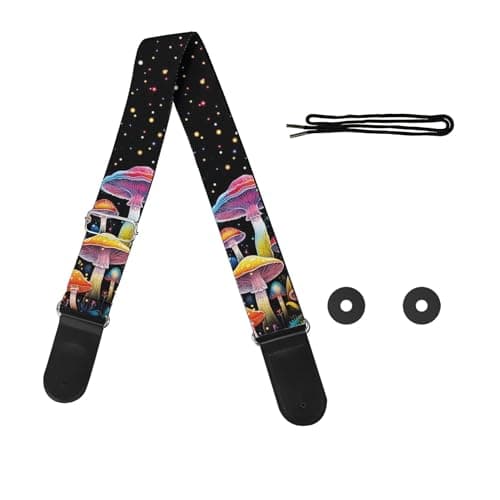 GLENLCWE Colorful Sea Turtle Guitar Strap for Acoustic, Electric & Bass — Colorful Mushroom