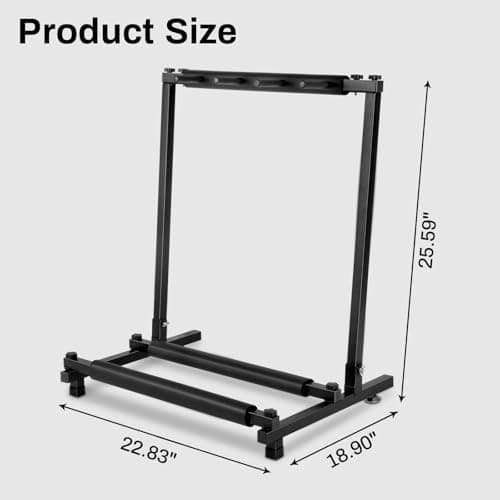 Black Guitar Stand Rack for 3 Guitars, Multi Design, Portable & Folding (AODSK)