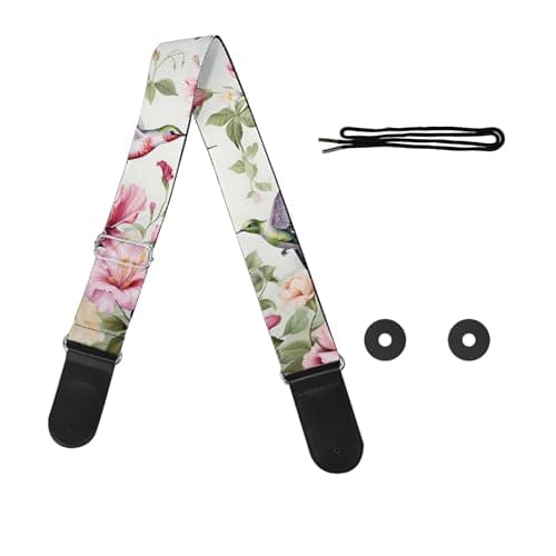 GLENLCWE Colorful Sea Turtle Guitar Strap for Acoustic, Electric & Bass — Hummingbird Flower