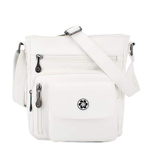 Angel Kiss Vegan Leather Crossbody Bag for Women Adjustible Strap — 17white