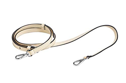 Full Grain Genuine Leather Strap for Crossbody Handbags - LIVE UP — Beige-silver Buckles