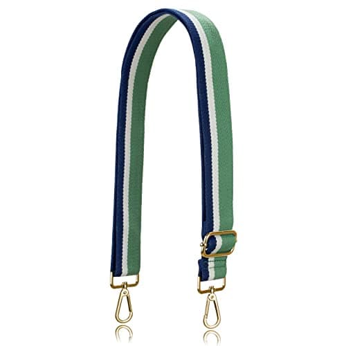 Allzedream Purse Strap Replacement Crossbody Handbag Stripe Wide Adjustable — Green, Gold Hardware