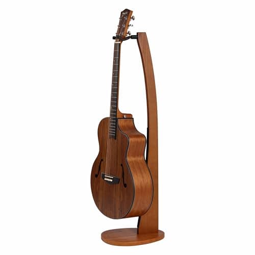 Wooden Guitar Stand - Handmade German Ash Solid Wood Stand for Acoustic Guitars, Classical Guitars, Banjos, and Mandolins (Dark Brown) — Light Brown