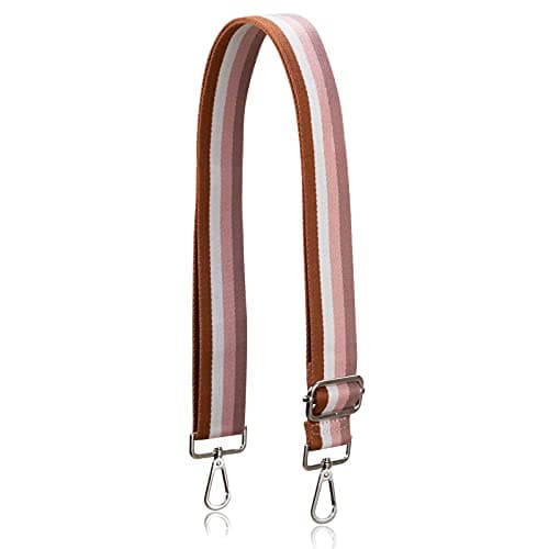 Allzedream Purse Strap Replacement Crossbody Handbag Stripe Wide Adjustable — Brown Pink, Silver Hardware