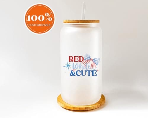 Patriotic 16oz Beer Can Glass