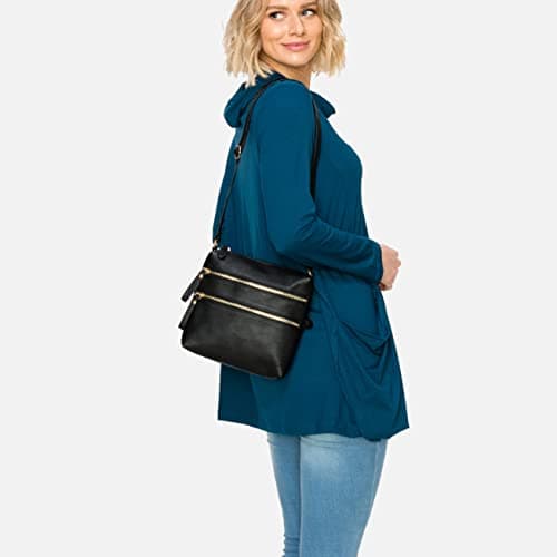 Solene Small Multi-Zip Pocket Crossbody Travel Purse