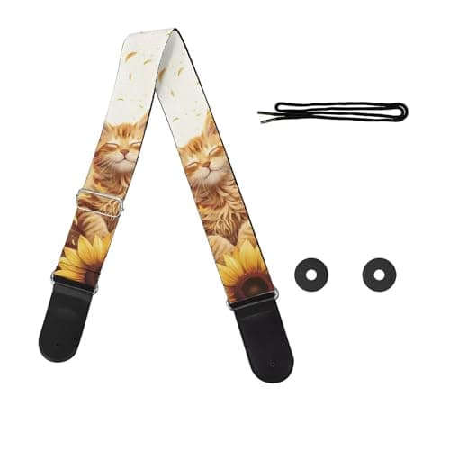 GLENLCWE Adjustable Strap for Acoustic, Electric & Bass Guitars — Sunflower Cat