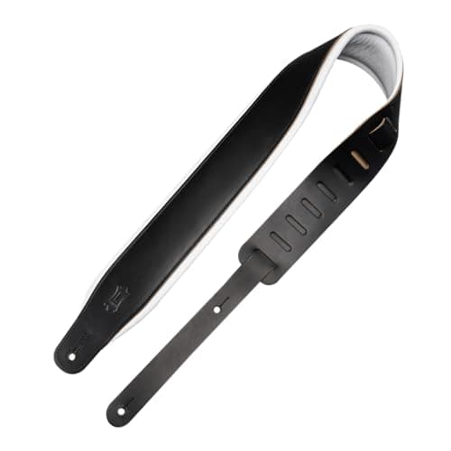 Levy's Leathers 3" Wide Amped Dark Brown Guitar Strap — Black & White