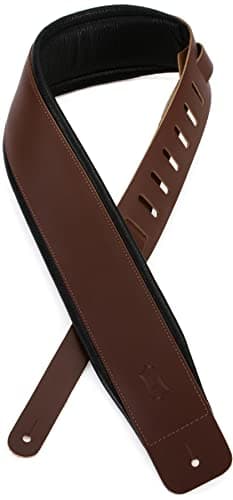 Levy's 3" Extra-Long Genuine Leather Guitar Strap Black — Brown
