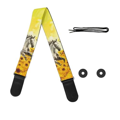 GLENLCWE Boston Terrier Print Guitar Strap for Acoustic & Electric Bass Guitars — Pumpkin Sunflower