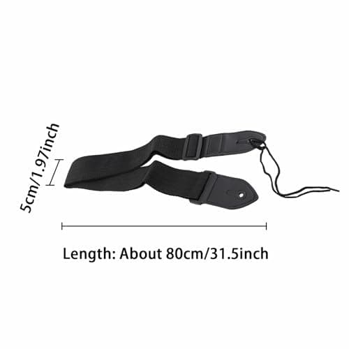 Black & Khaki 80-138cm Adjustable Guitar Strap, PP & Polyester, Buckle Style